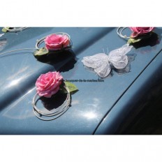 Décoration voiture mariés mariage bleu royal noir papillon